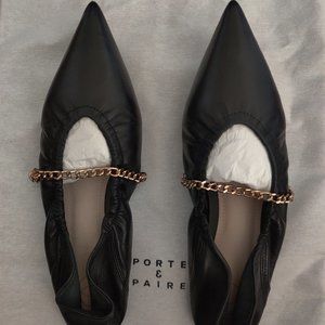 Porte & Paire black leather flat shoes